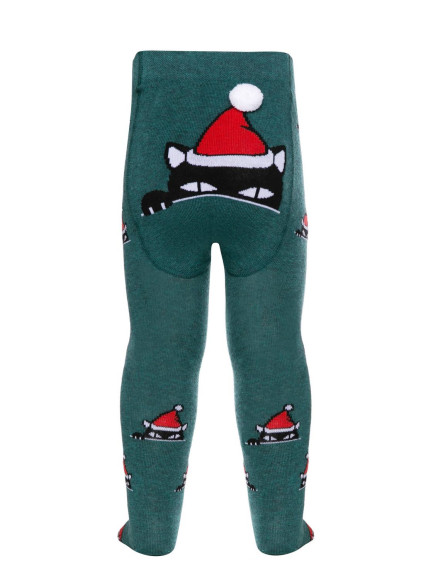 Колготки дитячі Conte-kids новорічні 19С-96/1СП (557) з помпоном «Xmas cat»
