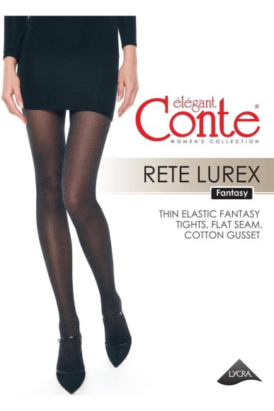 Колготки жіночі Conte Fantasy RETE LUREX сяючі з імітацією дрібної сітки