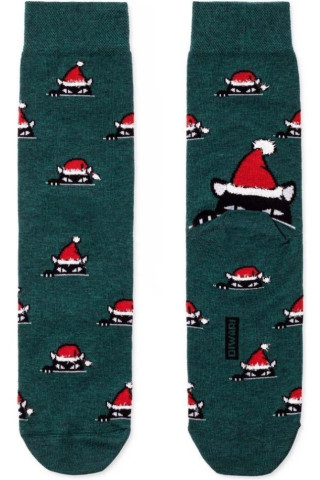 Шкарпетки чоловічі Diwari Новорічні 19С-66СП (524) з пухнастою ниткою «Xmas cat»