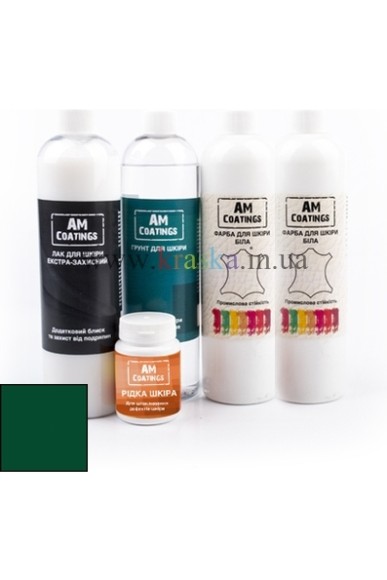 Набір для фарбування та реставрації шкіри салону з глянцевим екстра-захисним лаком - Зелений AM Coatings