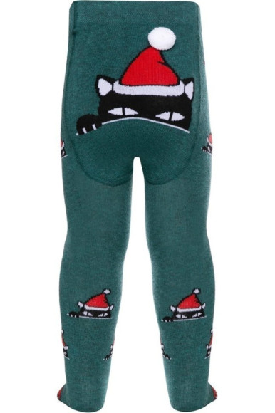 Колготки дитячі Conte-kids новорічні 19С-96/1СП (557) «Xmas cat» з помпоном