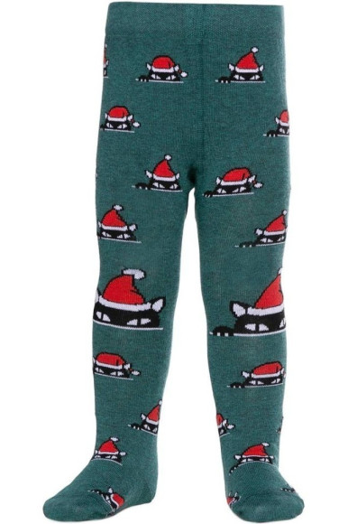 Колготки дитячі Conte-kids новорічні 19С-96/1СП (557) «Xmas cat» з помпоном