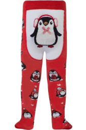 Колготки дитячі Conte-kids новорічні 19С-97СП (539) "Пінгвін" з пухнастою ниткою та бантиком