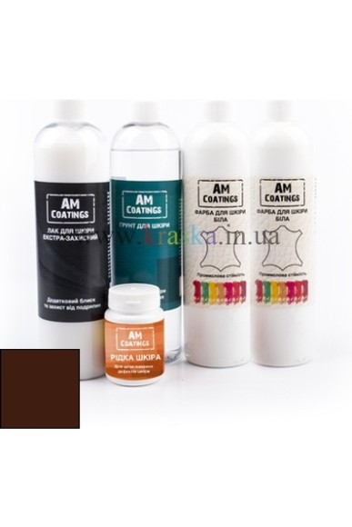 Набір для фарбування та реставрації шкіри салону з екстра-захисним глянцевим лаком - Коричневий AM Coatings