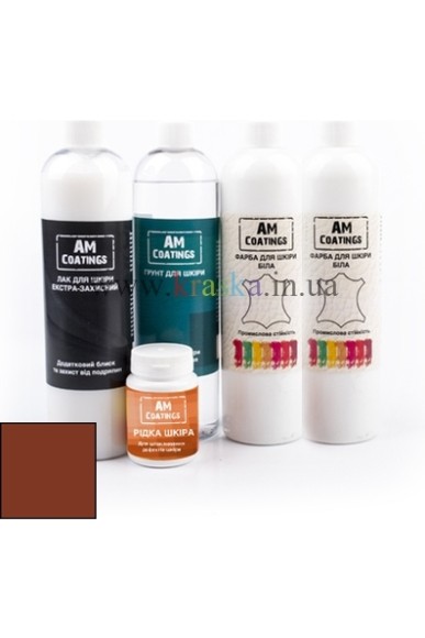 Набір для фарбування та реставрації шкіри салону із екстра-захисним глянцевим лаком - Світло-коричневий AM Coatings