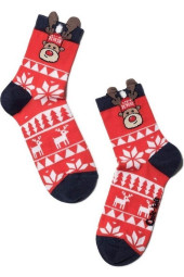 Шкарпетки дитячі Conte-kids Новорічні 19С-79СП (445) "Рудольф" махрові з аплікацією