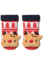 Шкарпетки дитячі Conte-kids Новорічні 19С-79СП (445) махрові з аплікацією Рудольф