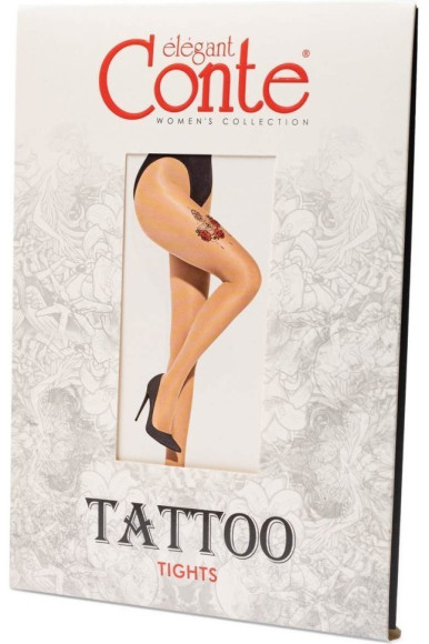 Колготки жіночі Conte Fantasy Tattoo з малюнком Butterfly