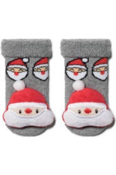 Шкарпетки дитячі Conte-kids Новорічні 19С-79СП (447) Санта Клаус махрові з аплікацією